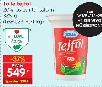 Spar Tolle tejföl 325 g ajánlat