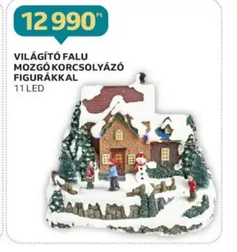 VILÁGÍTÓ FALU MOZGÓ KORCSOLYÁZÓ FIGURÁKKAL 1 db