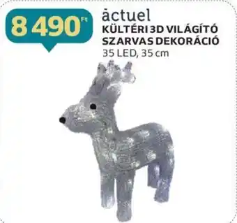 Auchan actuel KÜLTÉRI 3D VILÁGÍTÓ SZARVAS DEKORÁCIÓ 35 LED, 35 cm ajánlat