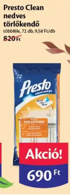 EcoFamily Presto Clean nedves törlőkendő 72 db ajánlat