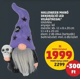 PENNY HALLOWEEN MANÓ DEKORÁCIÓ LED VILÁGÍTÁSSAL 1 db ajánlat