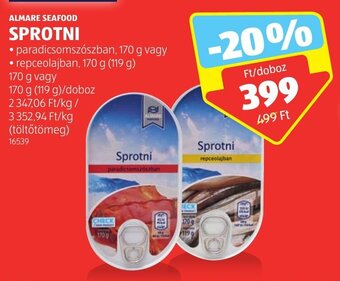 ALDI ALMARE SEAFOOD SPROTNI 170 g ajánlat