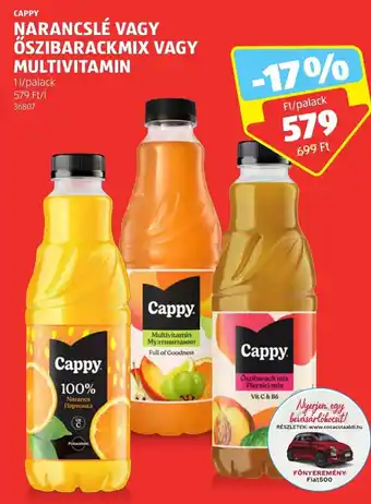 ALDI CAPPY NARANCSLÉ VAGY ŐSZIBARACKMIX stb. 1 l ajánlat