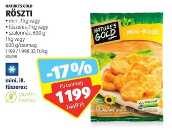 ALDI NATURE'S GOLD RÖSZTI 1 kg / 600 g ajánlat