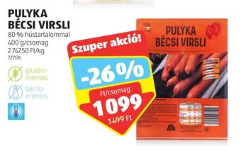ALDI PULYKA BÉCSI VIRSLI 400 g ajánlat