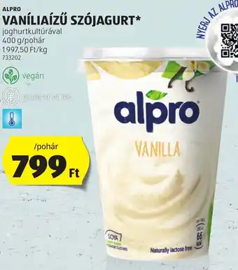 ALDI ALPRO VANÍLIAÍZŰ SZÓJAGURT 400g ajánlat