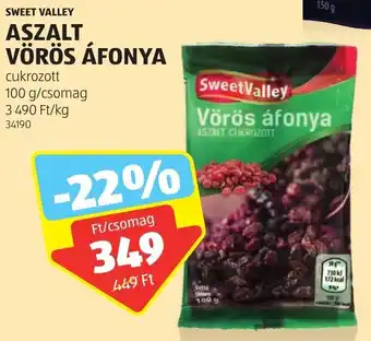 ALDI SWEET VALLEY ASZALT VÖRÖS ÁFONYA 100g ajánlat