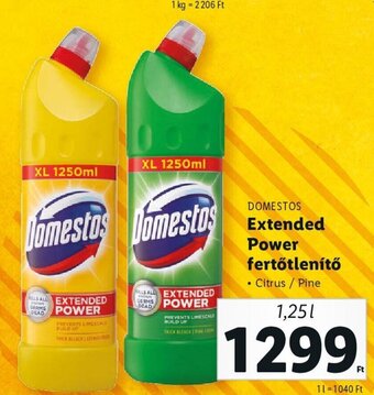 Lidl DOMESTOS Extended Power fertőtlenítő 1,25 l ajánlat