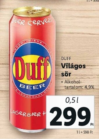 DUFF Világos sör 0,5 l