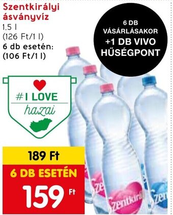 Spar Szentkirályi ásványvíz 1.5 I ajánlat