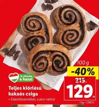 Lidl Teljes kiőrlésű kakaós csiga 100 g ajánlat