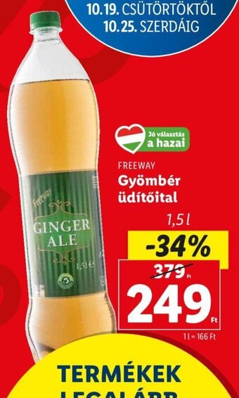 Lidl FREEWAY Gyömbér üdítőital 1,5 l ajánlat