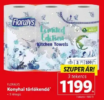 Lidl FLORALYS Konyhai törlőkendő 3 tekercs ajánlat