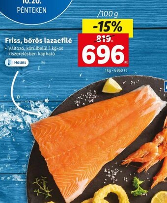 Lidl Friss, bőrös lazacfilé 100g ajánlat