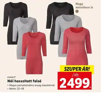 Lidl esmara Női hosszított felső Méret: 32-58 ajánlat
