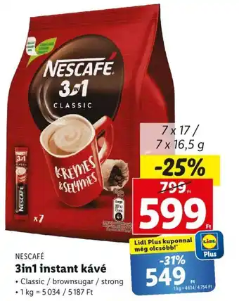 Lidl NESCAFE 3in1 instant kávé 7 x 16,5g ajánlat