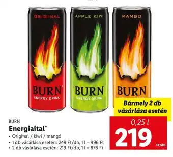 Lidl BURN Energiaital 0,25l ajánlat