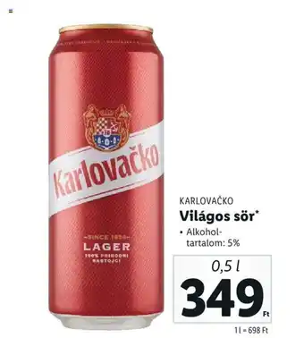 KARLOVAČKO Világos sör 0,5l