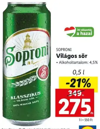 Lidl Soproni VILÁGOS SÖR 0,5l ajánlat