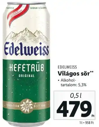 Lidl EDELWEISS Világos sör 0,5l ajánlat