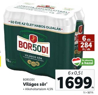 Lidl BORSODI Világos sör 6x0,5l ajánlat