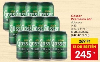 Spar Gösser Premium sör 0,33l ajánlat