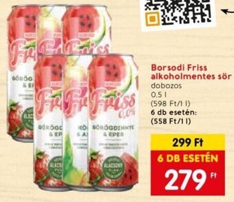 Spar Borsodi Friss alkoholmentes sör 0,5l ajánlat