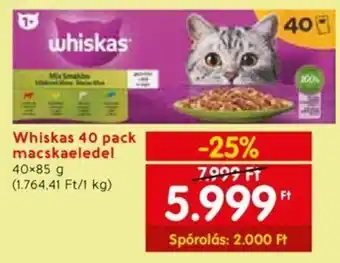 Spar Whiskas 40 pack macskaeledel 40x85 g ajánlat