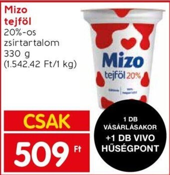 Spar Mizo tejföl 20% 330g ajánlat