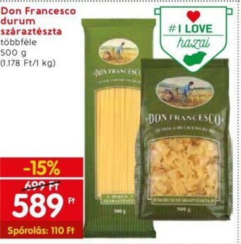 Spar Don Francesco durum száraztészta 500 g ajánlat