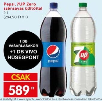 Spar Pepsi, 7UP Zero szénsavas üdítőital 2 l ajánlat