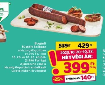 Spar Bogádi füstölt kolbász 10 dkg ajánlat