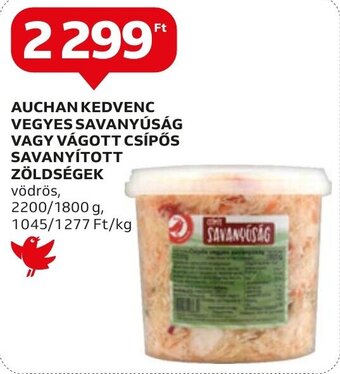 AUCHAN KEDVENC VEGYES SAVANYÚSÁG VAGY VÁGOTT CSÍPŐS SAVANYÍTOTT ZÖLDSÉGEK 2200/1800 g