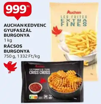 AUCHAN KEDVENC GYUFASZÁL BURGONYA 1kg, RÁCSOS BURGONYA 750g