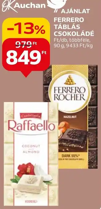 FERRERO TÁBLÁS CSOKOLÁDÉ 90 g