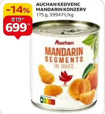 AUCHAN KEDVENC MANDARIN KONZERV 175 g