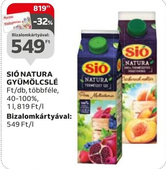 Auchan SIÓ NATURA GYÜMÖLCSLÉ 1l ajánlat