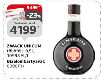 Auchan ZWACK UNICUM 0,5l ajánlat