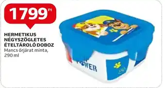 Auchan HERMETIKUS NÉGYSZÖGLETES ÉTELTÁROLÓ DOBOZ 290 ml ajánlat