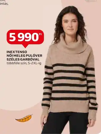 Auchan INEXTENSO NŐI MELEG PULÓVER SZÉLES GARBÓVAL S-2XL ajánlat