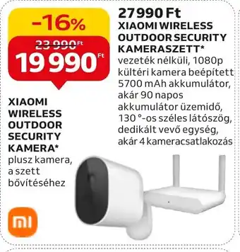 Auchan XIAOMI WIRELESS OUTDOOR SECURITY KAMERA 1 db ajánlat