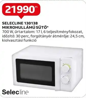 Auchan SELECLINE 130138 MIKROHULLÁMÚ SÜTŐ 1 db ajánlat