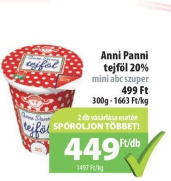 Coop Anni Panni tejföl 20 300g ajánlat