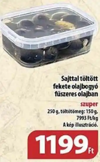 Sajttal töltött fekete olajbogyó fűszeres olajban 250g