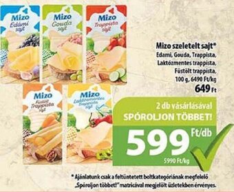 Coop Mizo szeletelt sajt 100g ajánlat