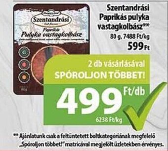 Coop Szentandrási Paprikás pulyka vastagkolbász 80g ajánlat