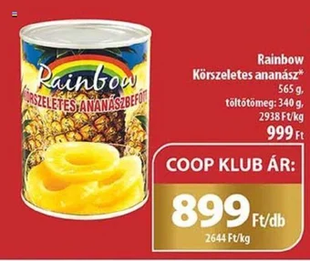 Coop Rainbow Körszeletes ananász 565g ajánlat