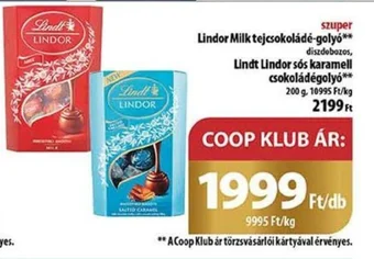 Coop Lindor Milk tejcsokoládé golyó 200g ajánlat