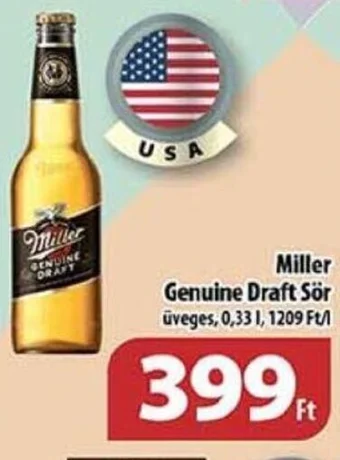 Coop Miller Genuine Draft Sör 0,33 l ajánlat