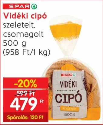 Spar SPAR Vidéki cipó 500 g ajánlat